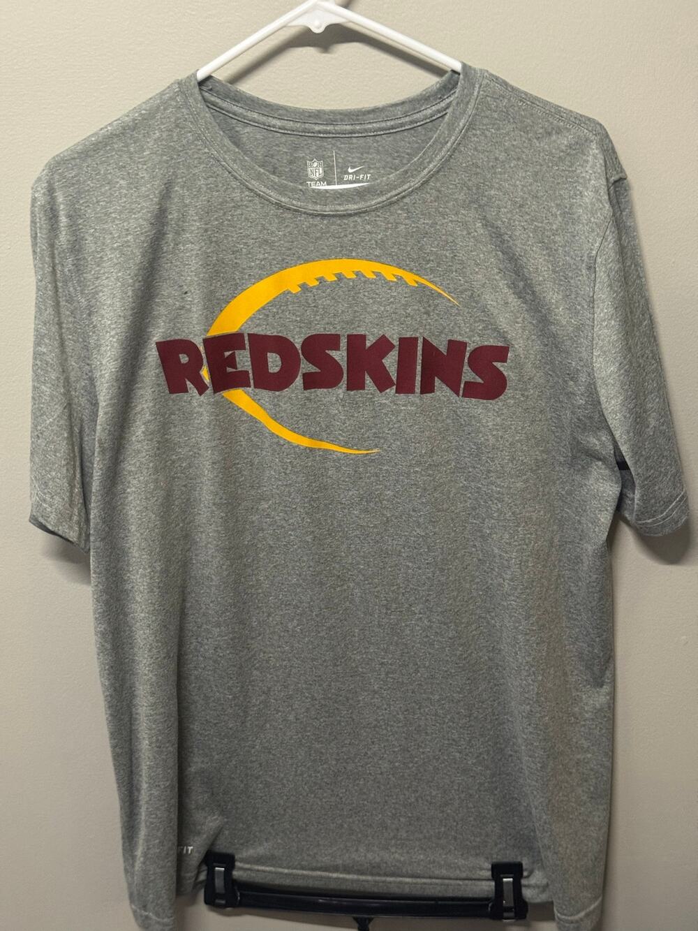 Nike Washington Redskins Dri FIT Shirt Men Large Gray NFL Team Apparel Football